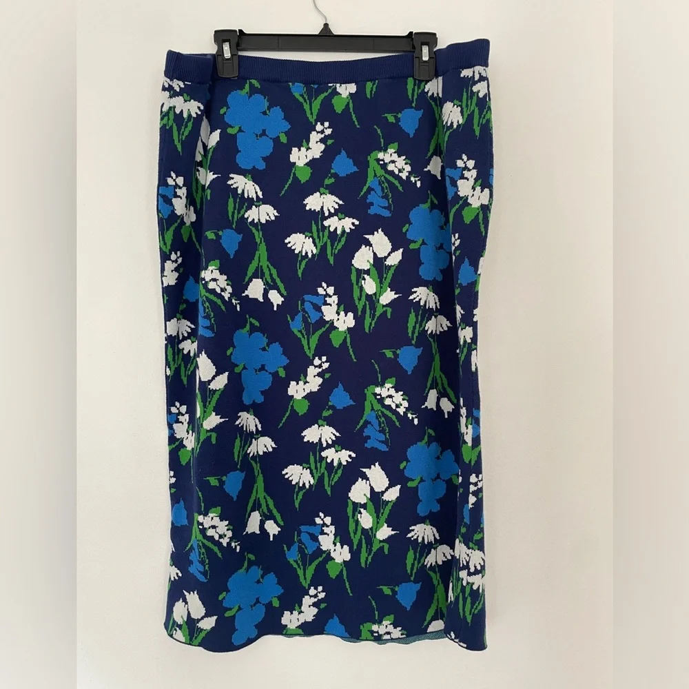 kate spade Navy Floral Midi Skirt